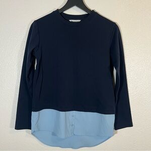 Athleta Womens Gallery Top 2.0 Tunic Blue‎ Long Sleeve High Low Layered XXS NWOT